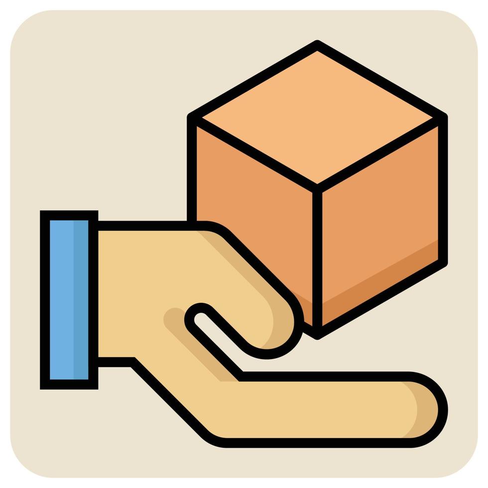 Filled color outline icon for Hand parcel. vector