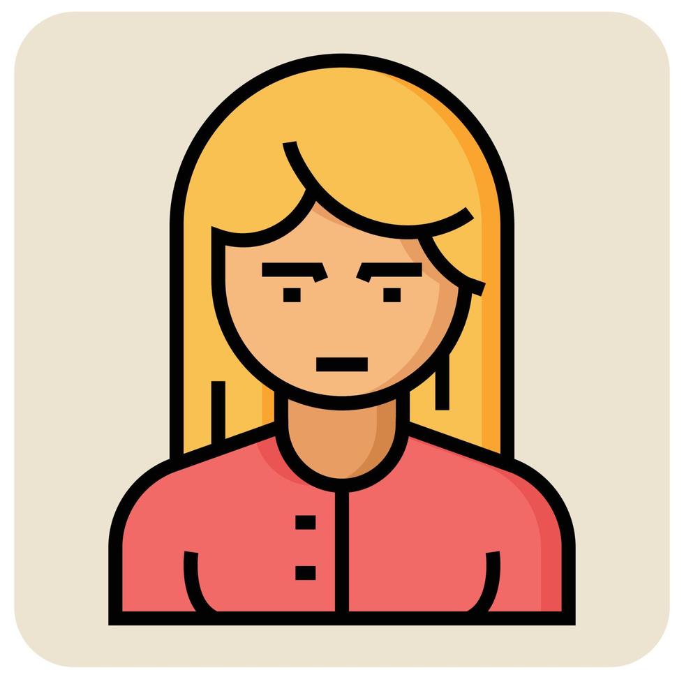 Filled color outline icon for Female employee. vector