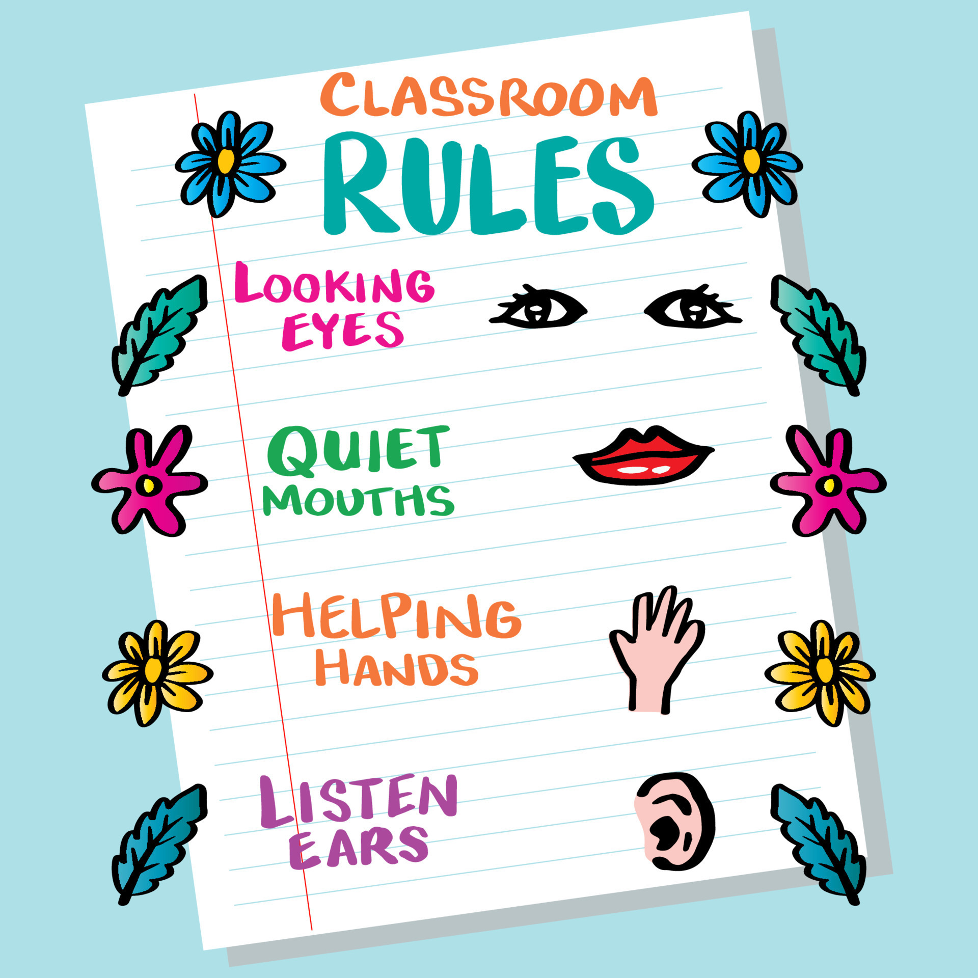 Classroom rules decoration poster kindergarten 22050390 Vector Art at Vecteezy