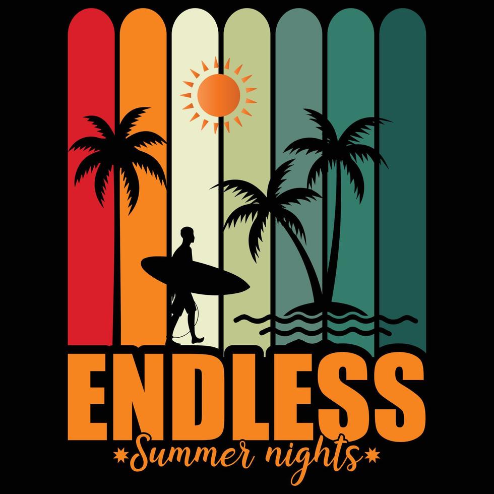 Endless summer nights t-shirt design vector