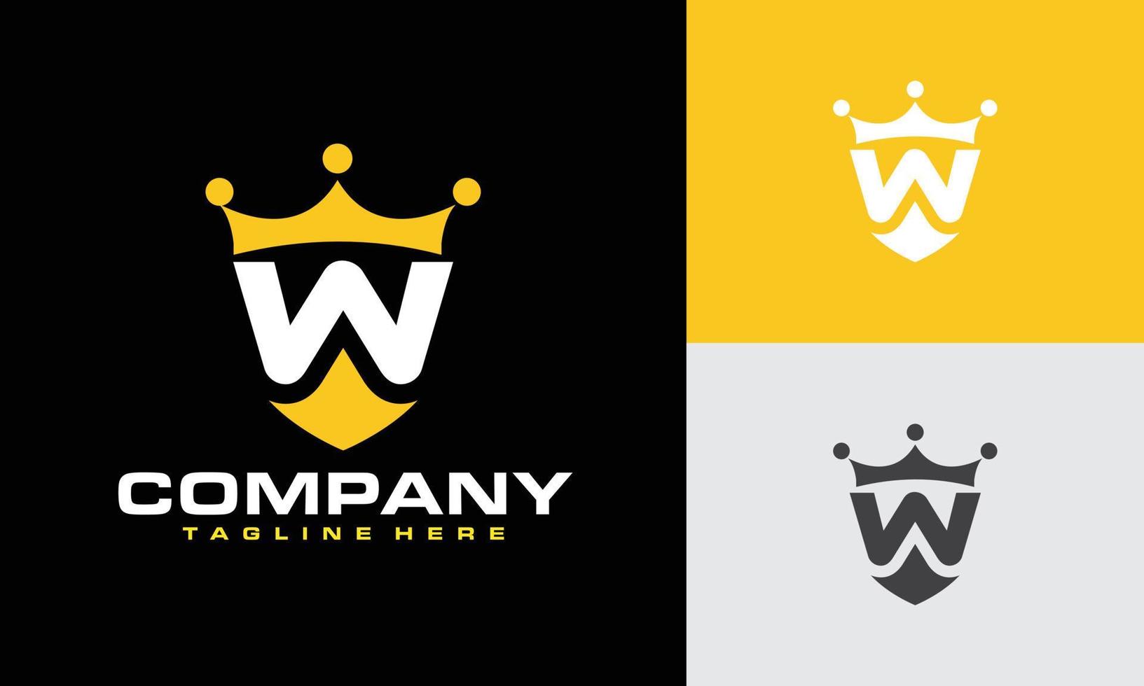 letter W shield crown logo vector