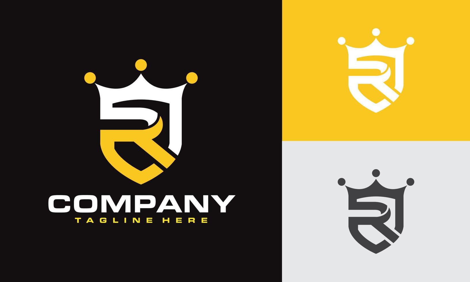 letter R shield crown logo vector