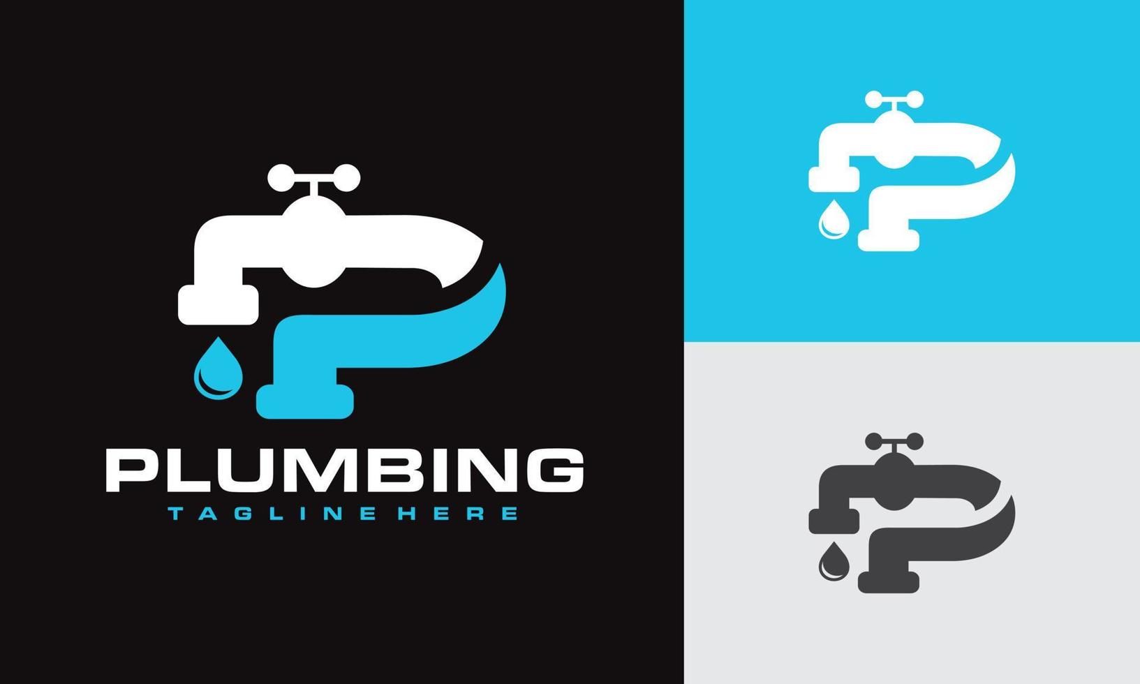 letter P water faucet logo vector