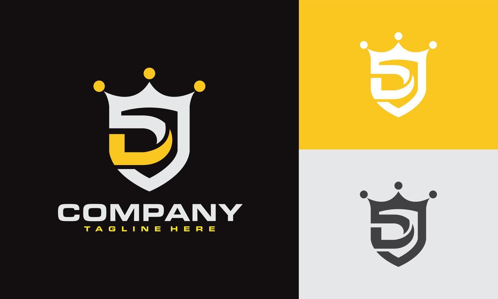 letter D shield crown logo vector