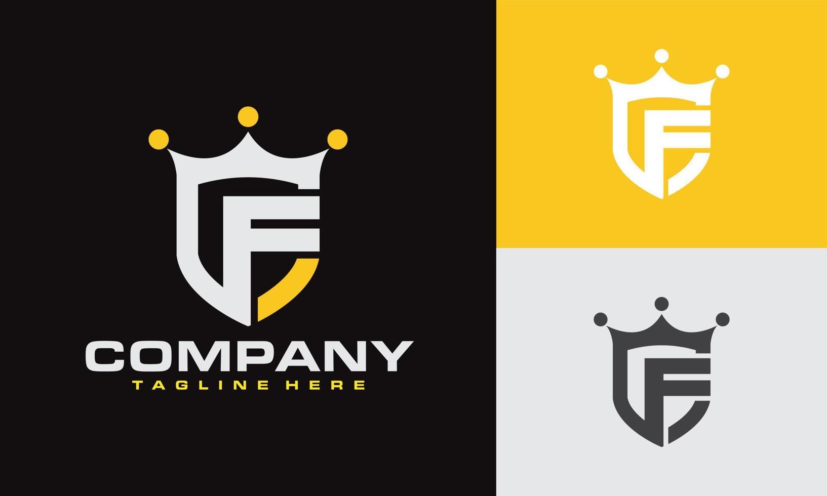 letter F shield crown logo vector