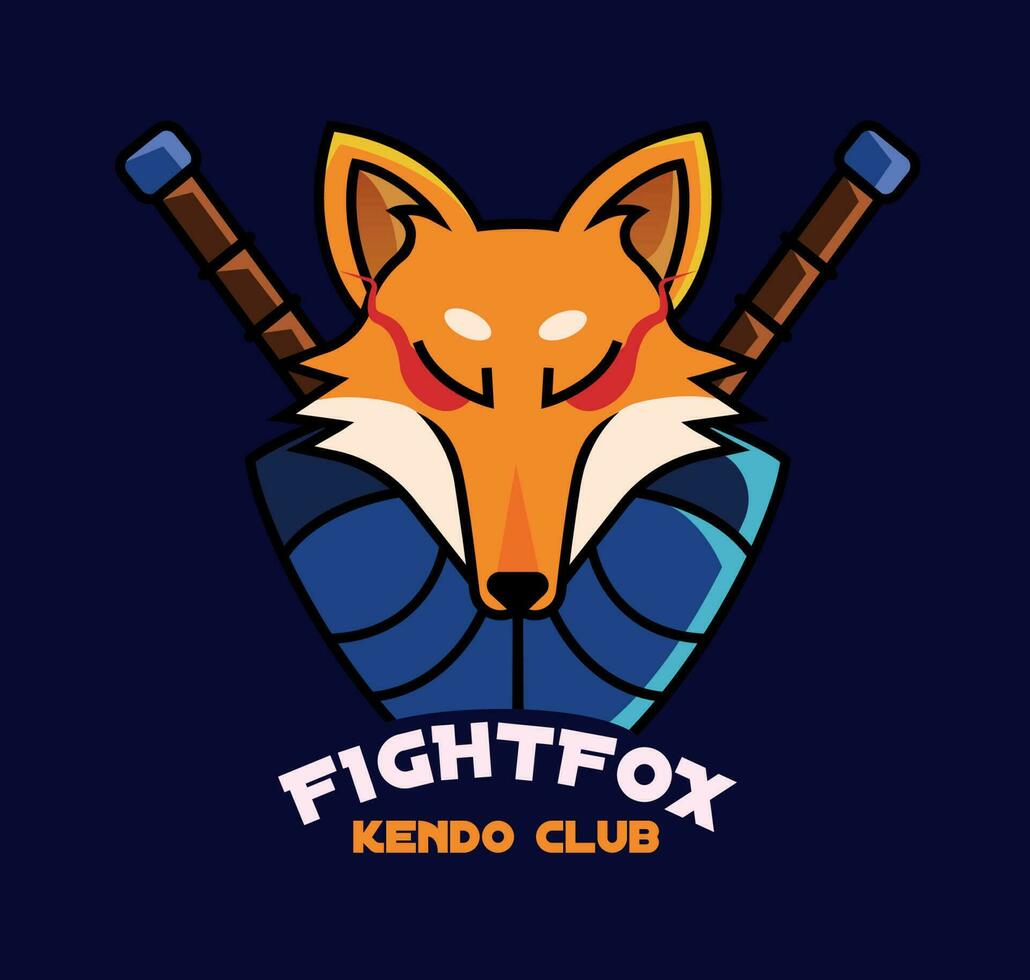 Fox warrior with swords. Fighting spirit. Vector image.