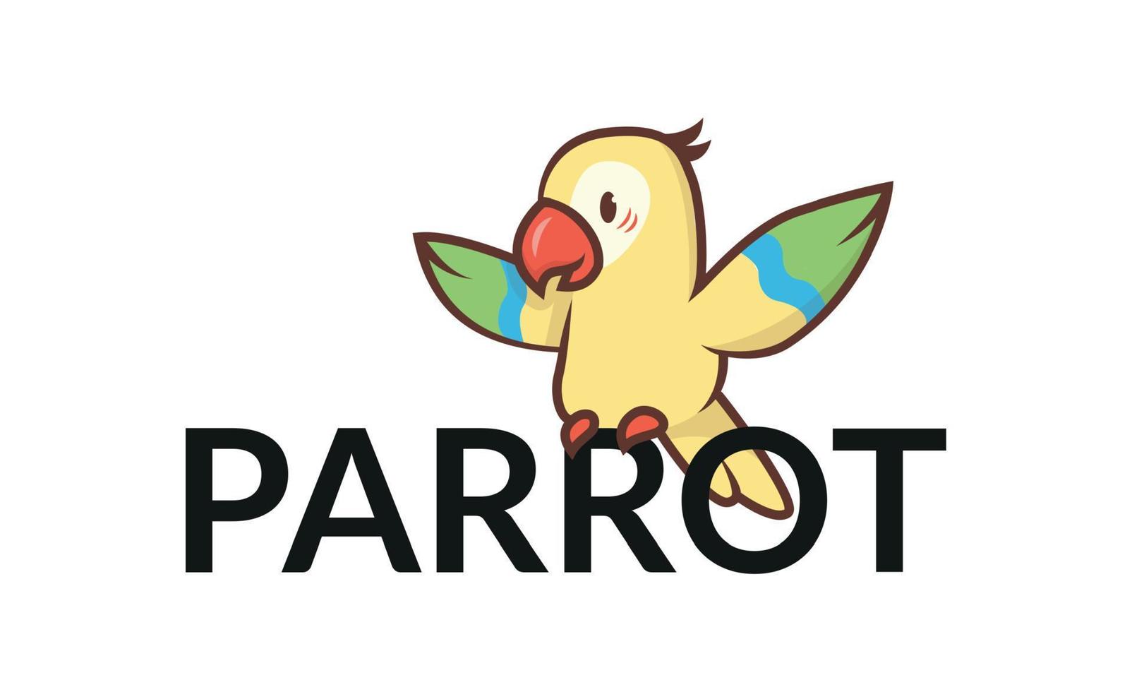 Small parrot illustration. The parrot spread its wings. Vector
