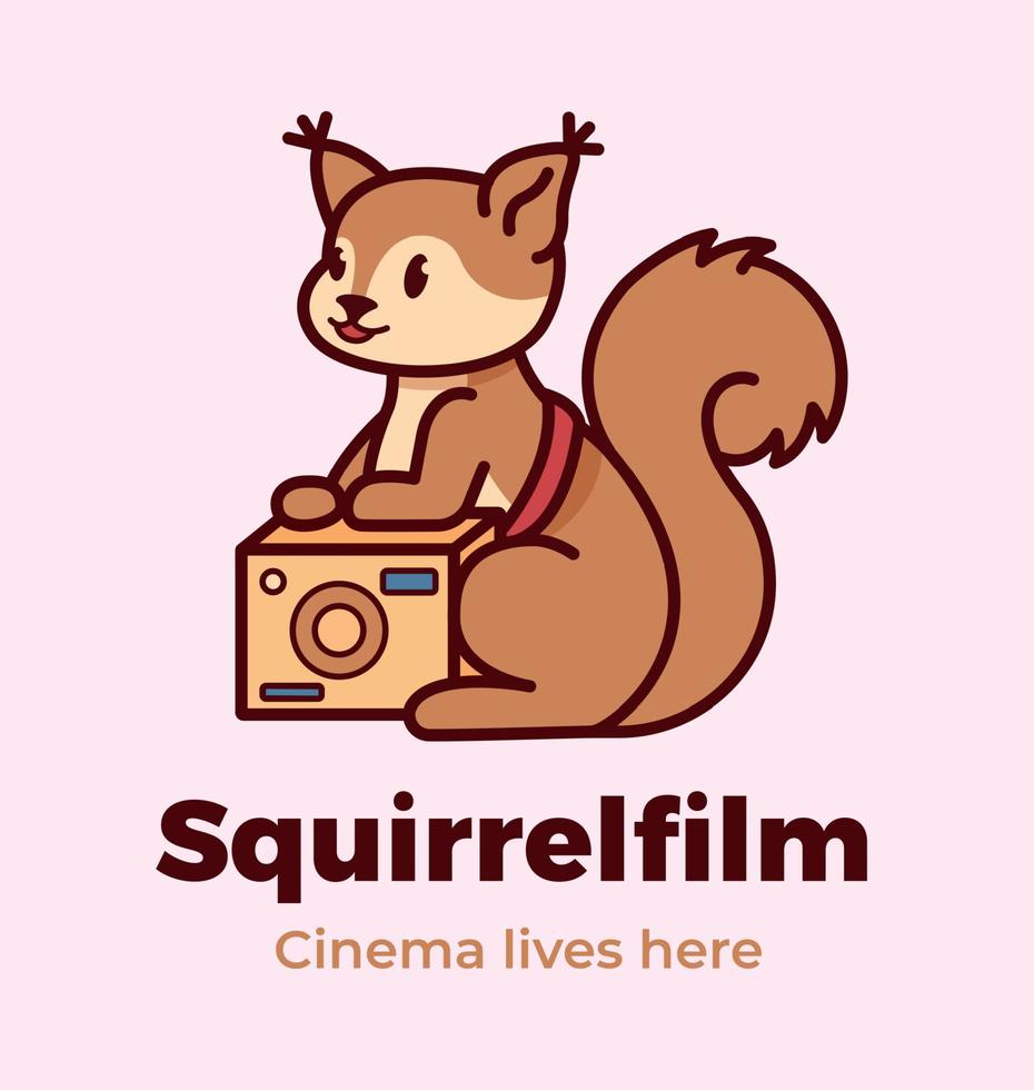 Squirrel photographer with camera. Filming. Vector image.