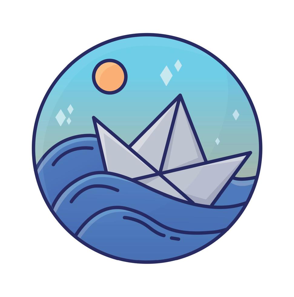 A ship at sea. The ship is sailing into the sea. Vector
