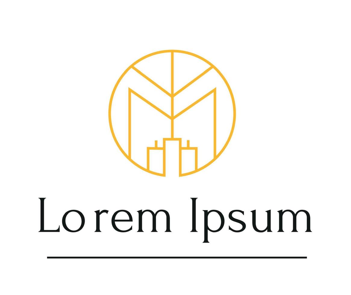 Round illustration with letter M. Vector