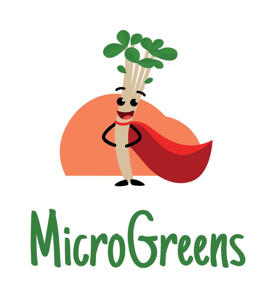 illustration for the garden farm. Fun microgreens. Vector illustration
