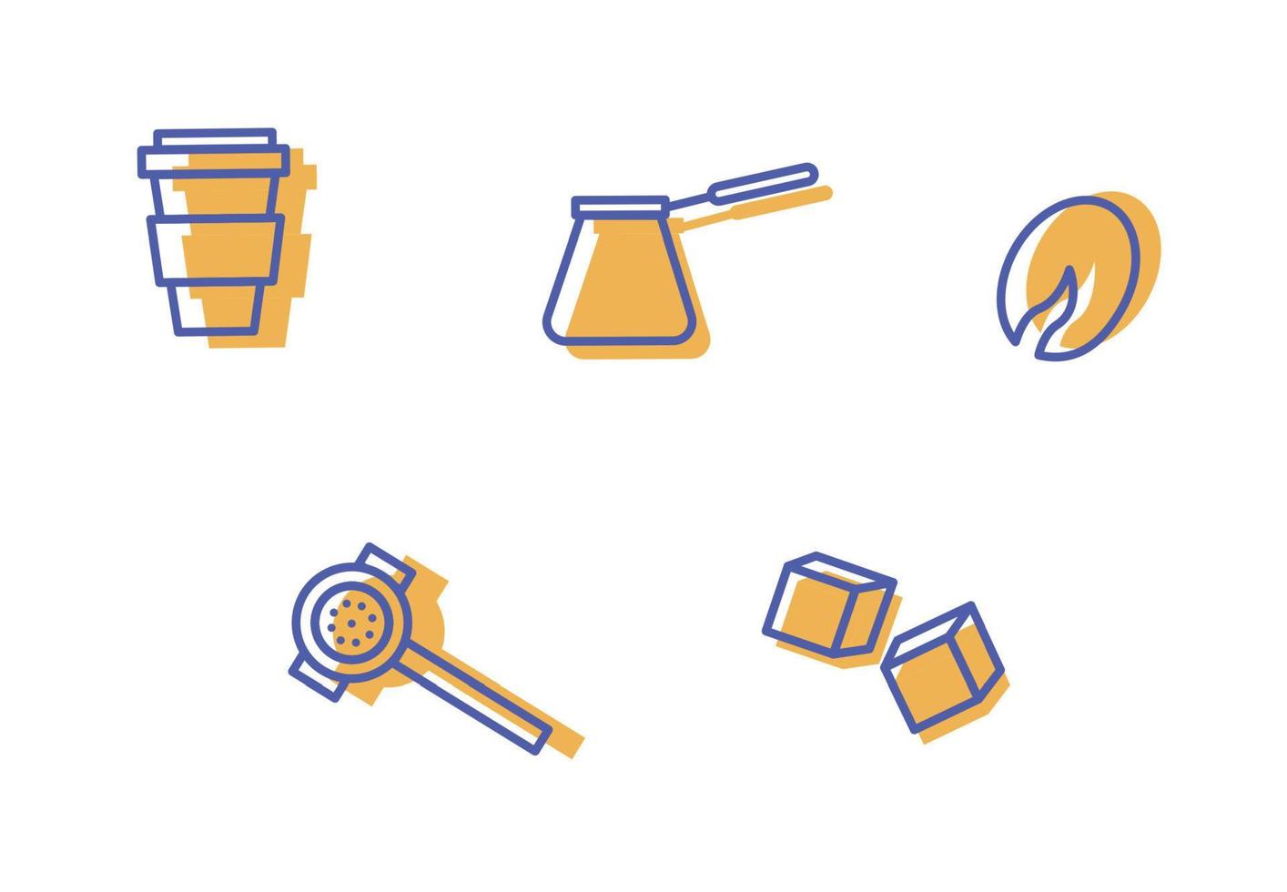 Linear icons. Making coffee. Vector