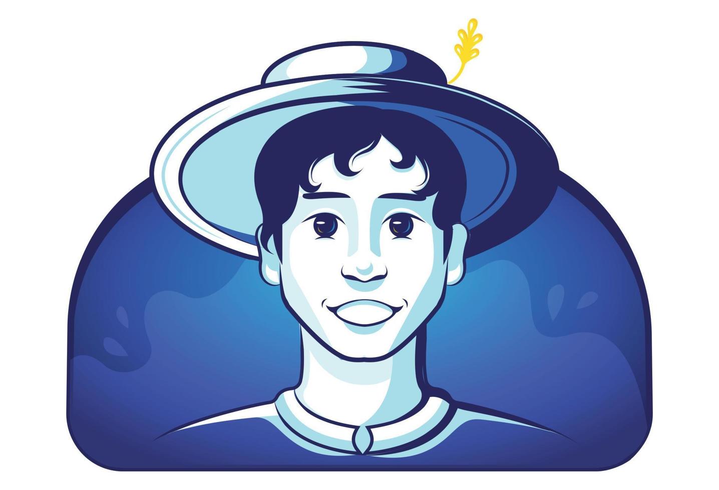 un joven hombre en un sombrero. el chico es un agricultor. vector ilustración