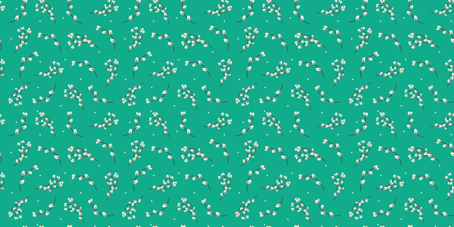 Easter spring seamless pattern with willow twigs vector