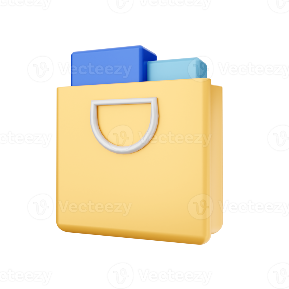 3d shopping bag icon render illustration png
