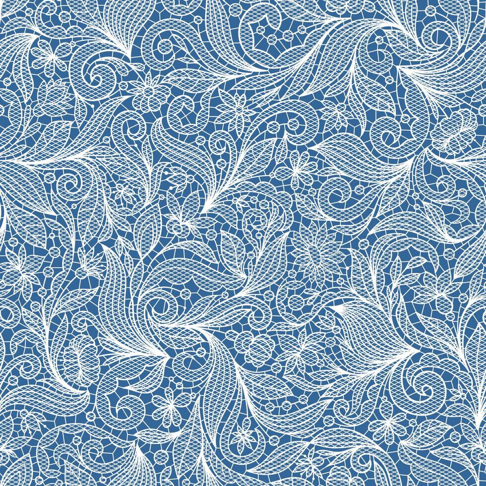 azul vector sin costura antecedentes con blanco floral cordón