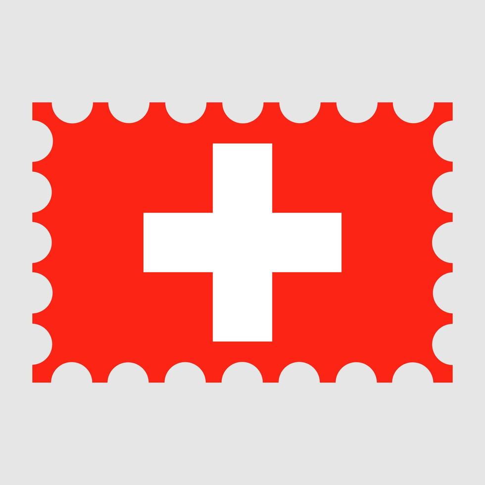 Postage stamp with Switzerland flag. Vector illustration.