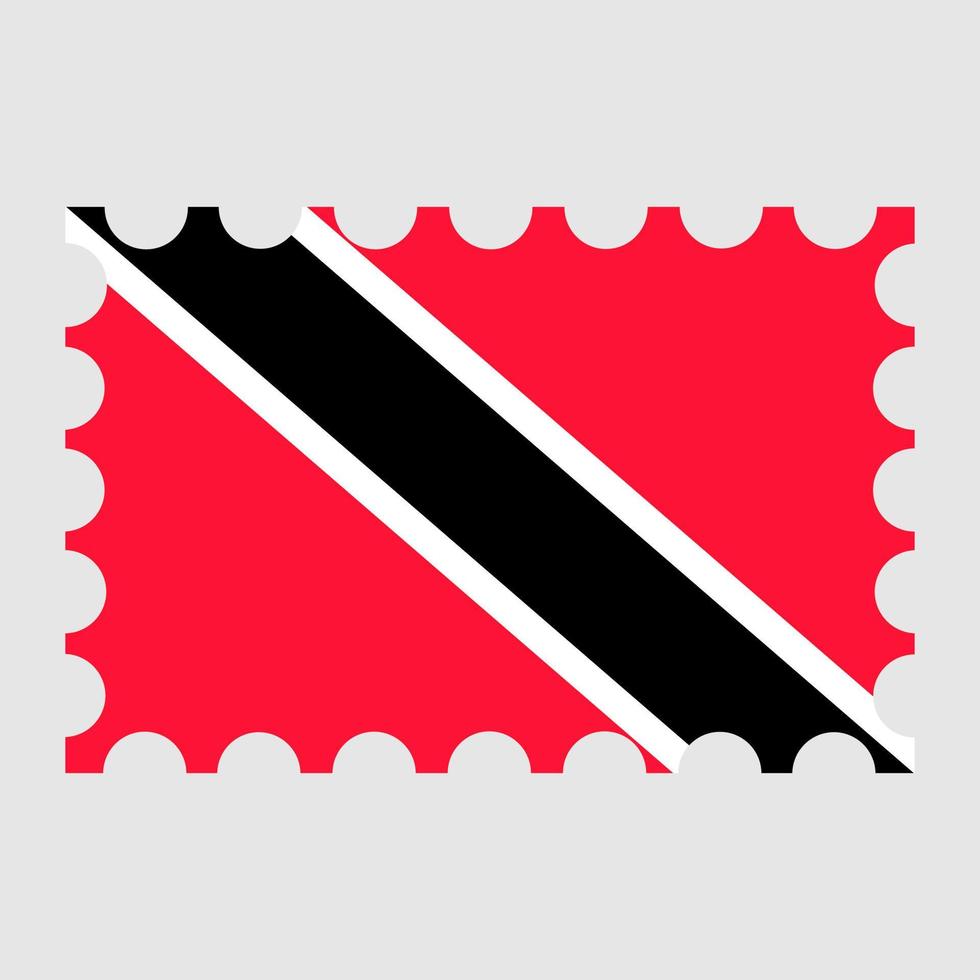 Postage stamp with Trinidad and Tobago flag. Vector illustration.