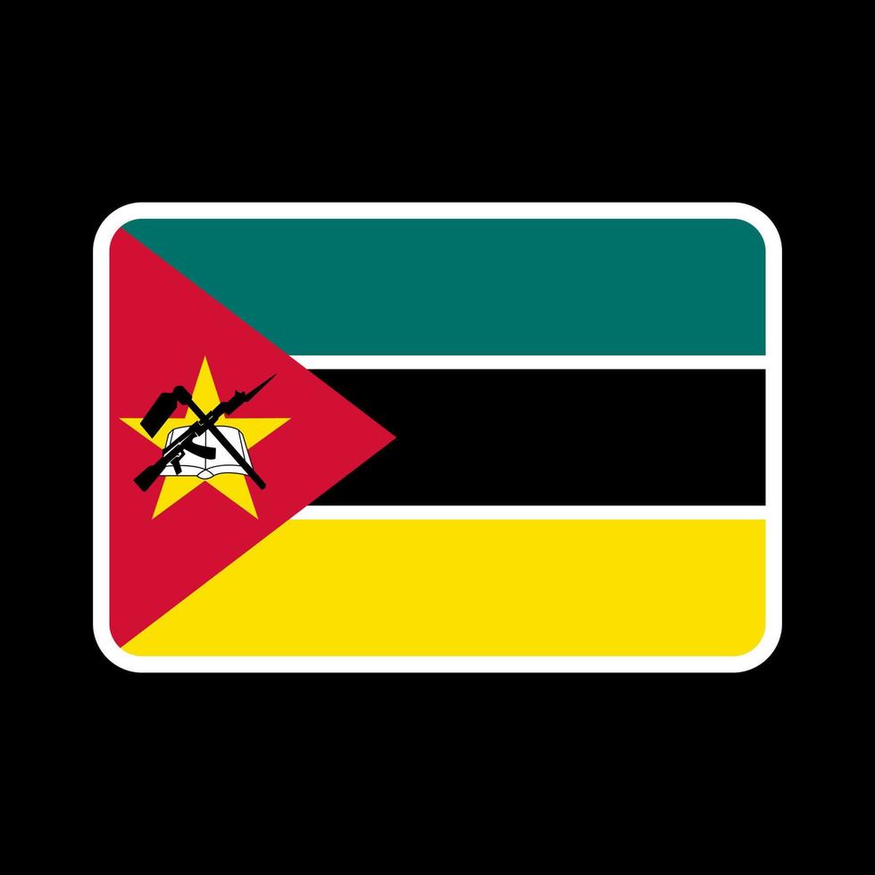 Mozambique flag, official colors and proportion. Vector illustration.