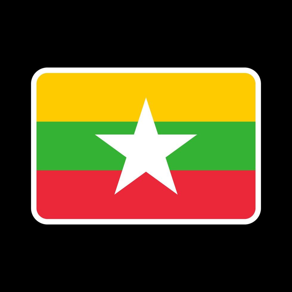 Myanmar flag, official colors and proportion. Vector illustration.