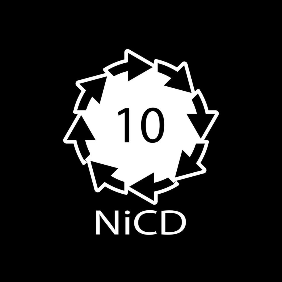 Battery recycling code 10 NiCD . Vector illustration