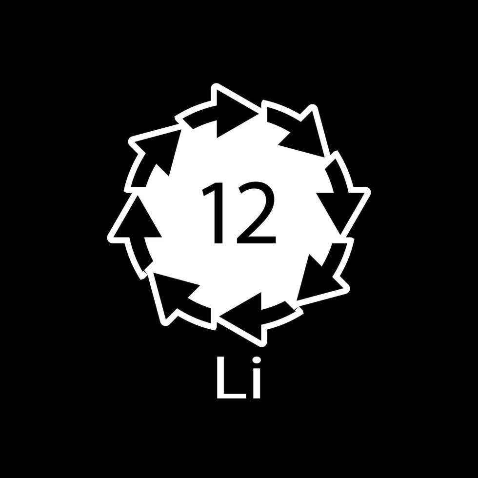 Battery recycling symbol 12 Li. Vector illustration