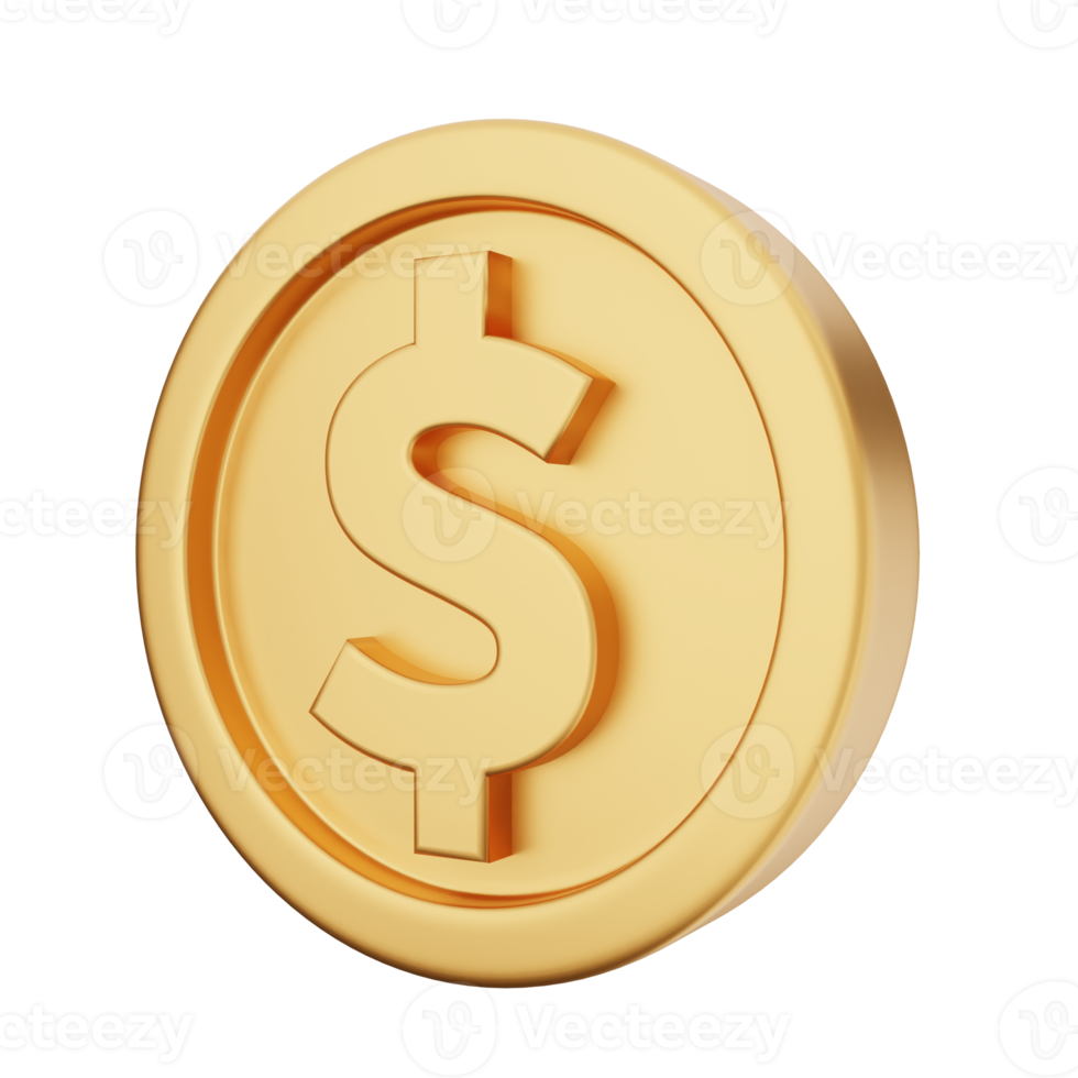 3d coin gold dollar silver bronze png