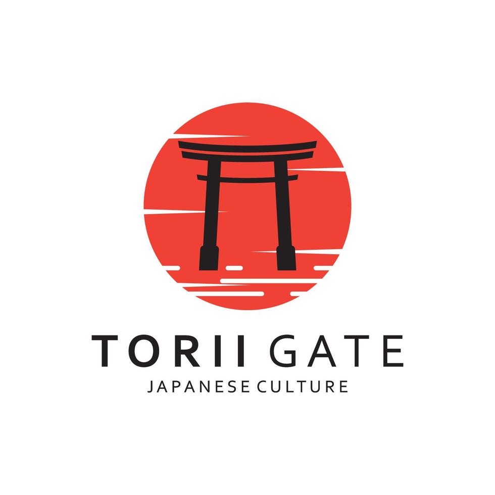 Japanese torii gate logo design vector illustration template