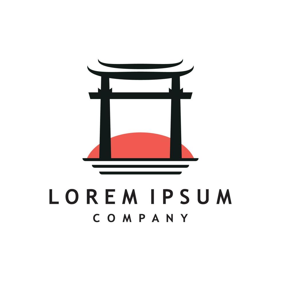 Japanese torii gate logo design vector illustration template