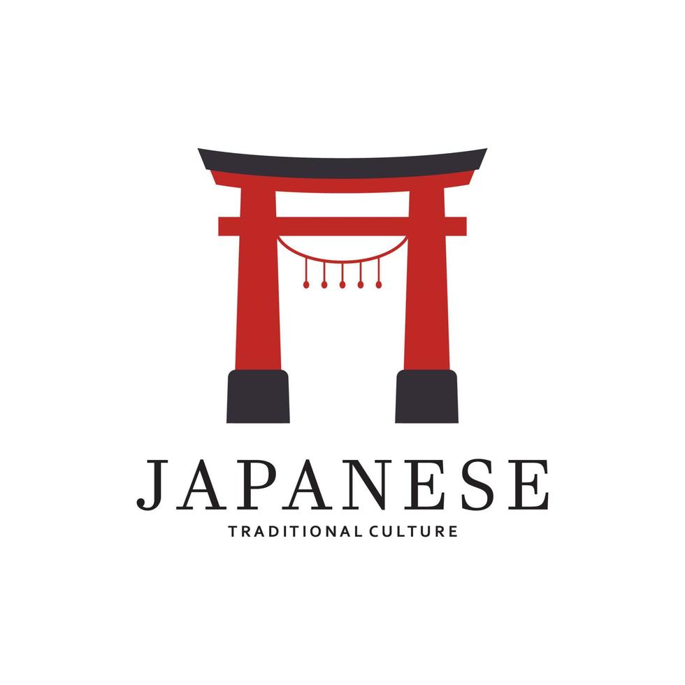 Japanese torii gate logo design vector illustration template