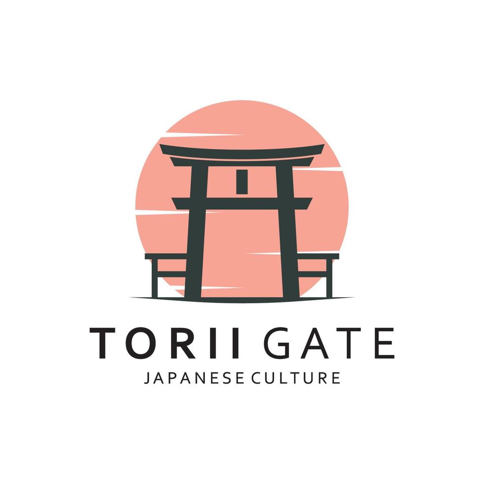 Japanese torii gate logo design vector illustration template