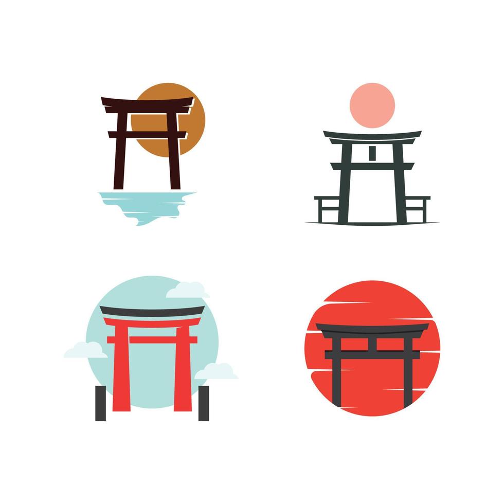 Japanese torii gate logo design vector illustration template