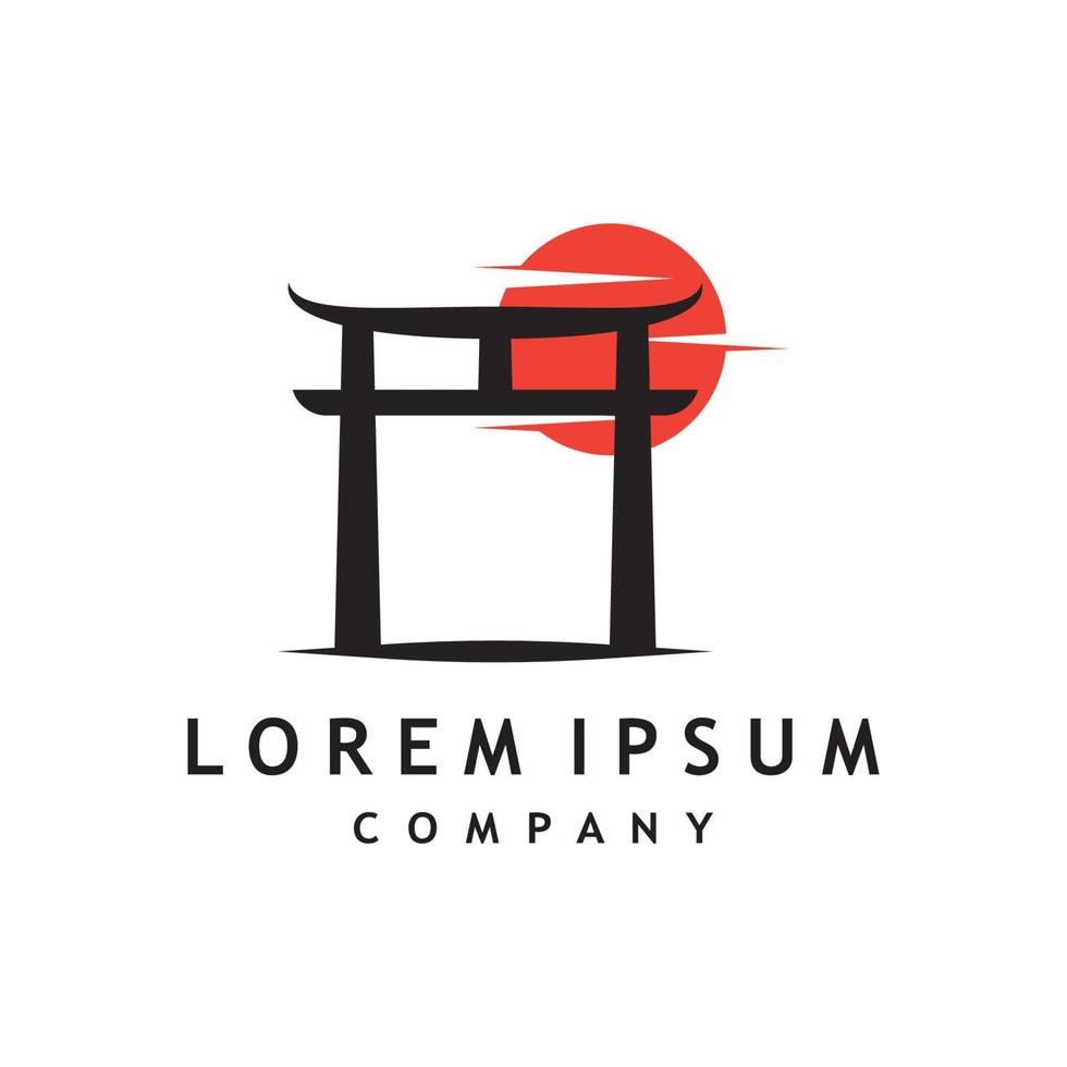 Japanese torii gate logo design vector illustration template