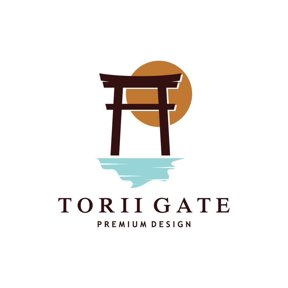 Japanese torii gate logo design vector illustration template