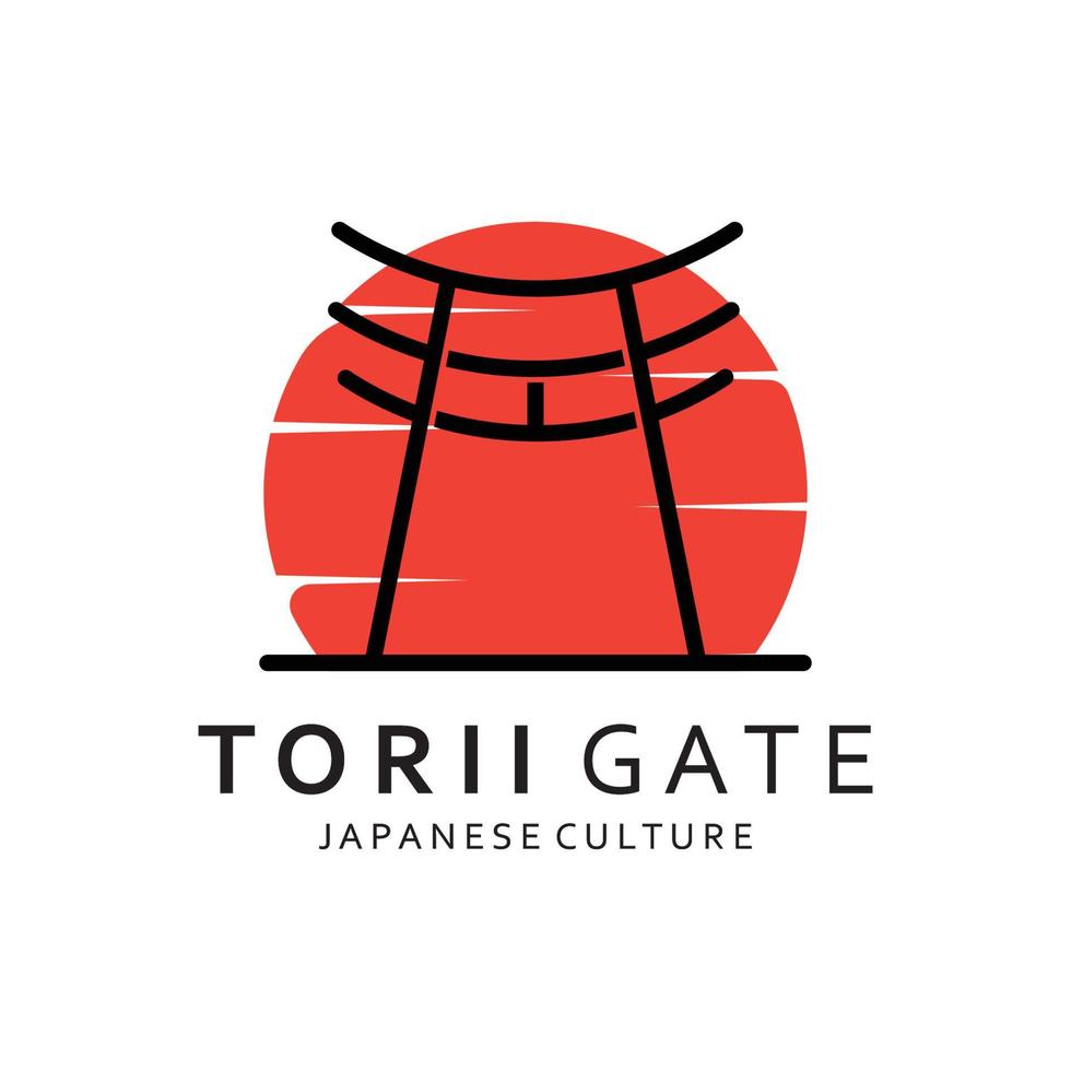 Japanese torii gate logo design vector illustration template