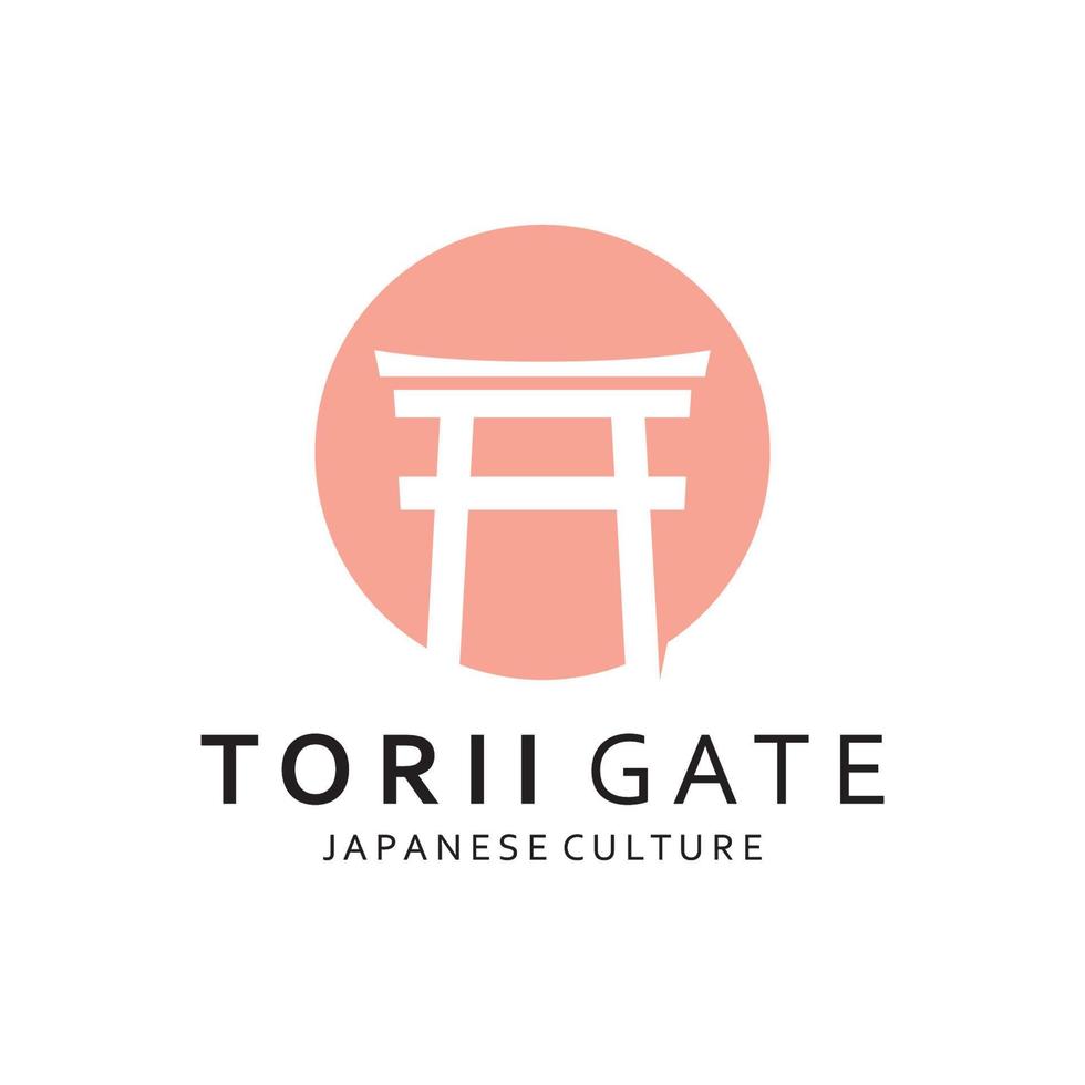 Japanese torii gate logo design vector illustration template