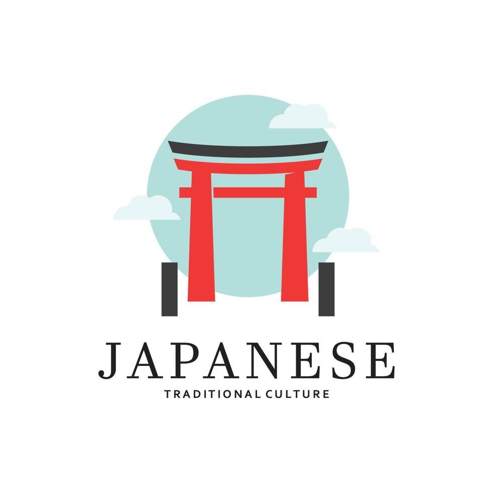 Japanese torii gate logo design vector illustration template