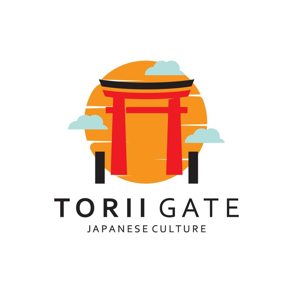 Japanese torii gate logo design vector illustration template