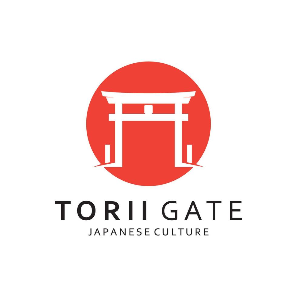 Japanese torii gate logo design vector illustration template