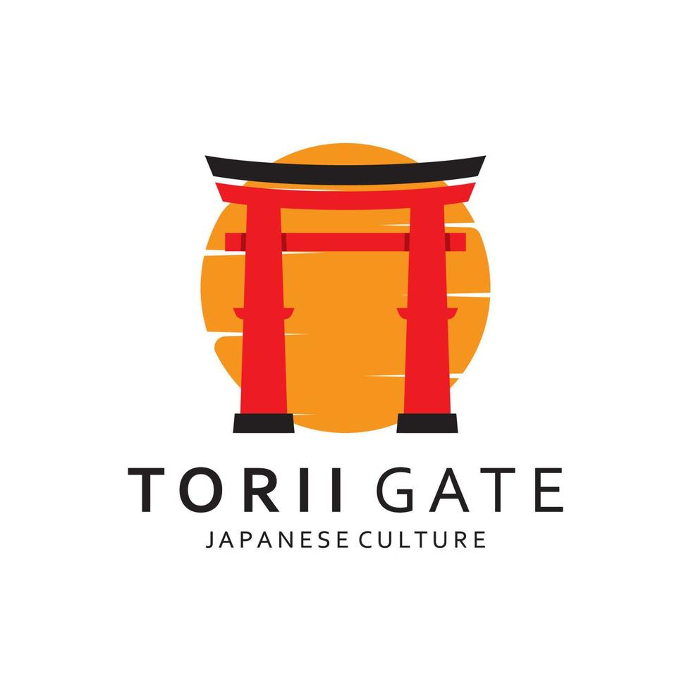 Japanese torii gate logo design vector illustration template