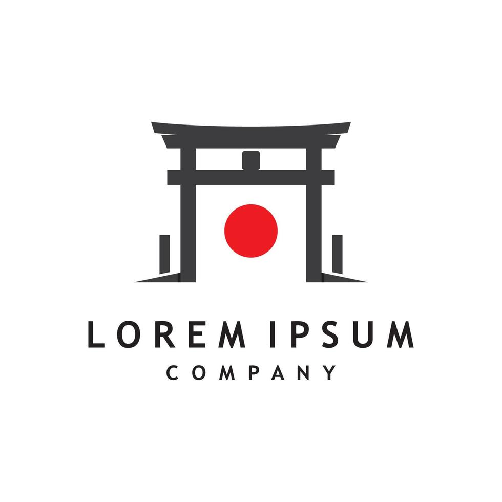 Japanese torii gate logo design vector illustration template