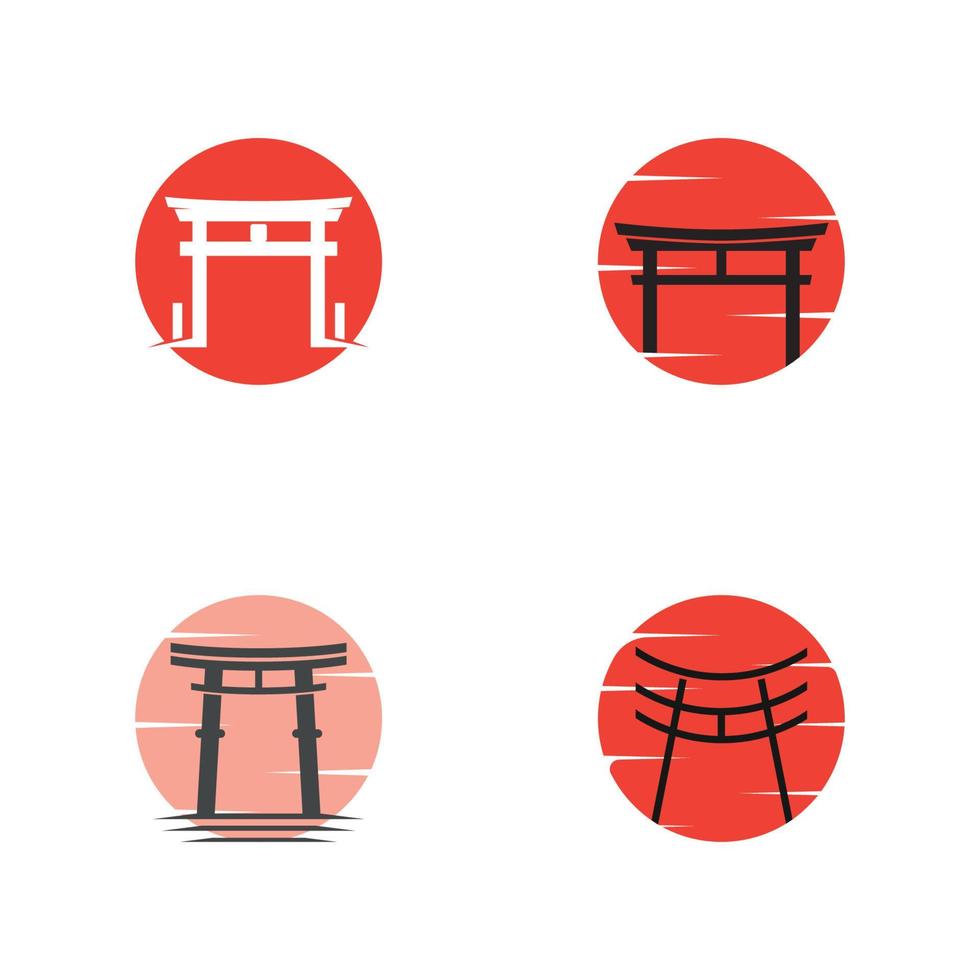 Japanese torii gate logo design vector illustration template