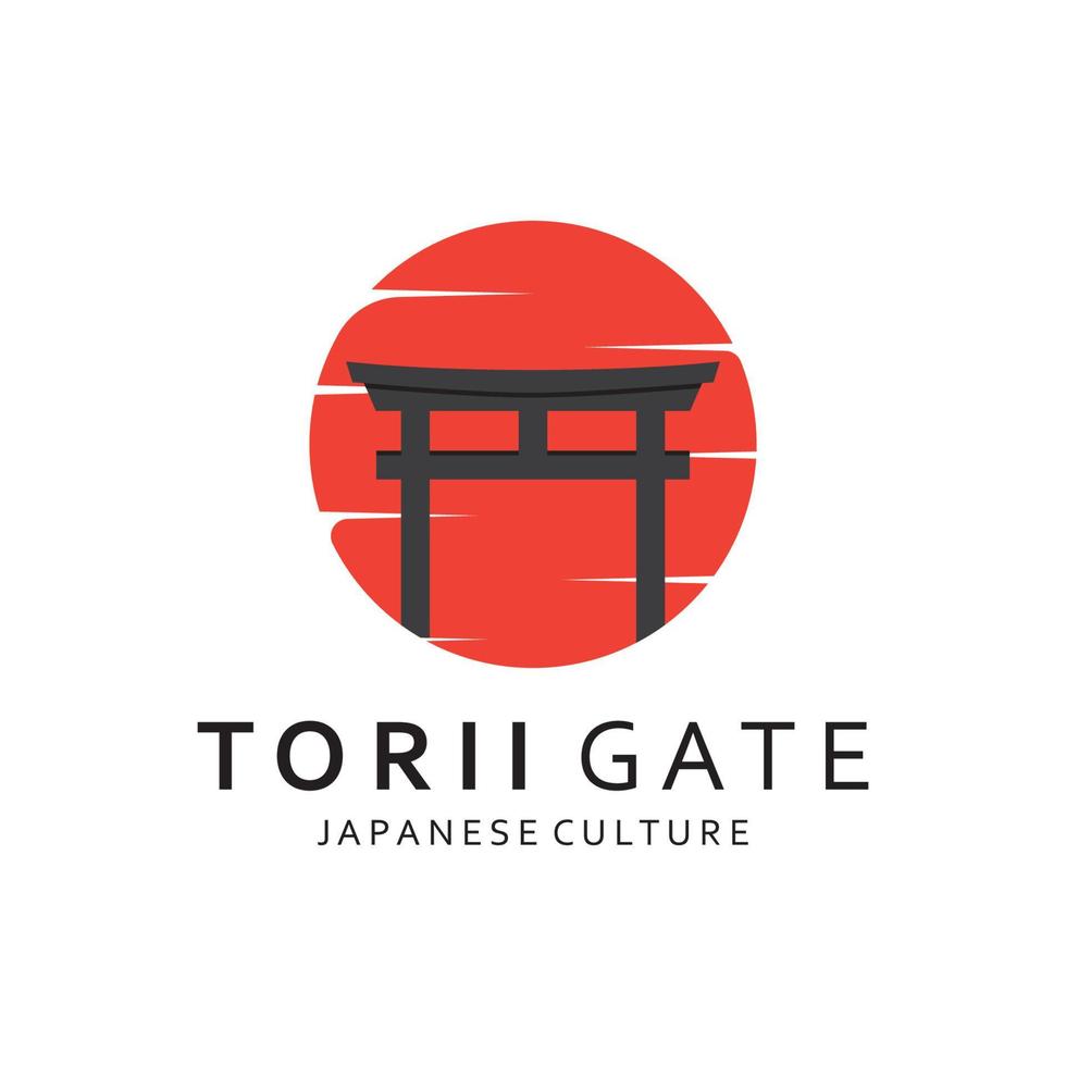 Japanese torii gate logo design vector illustration template