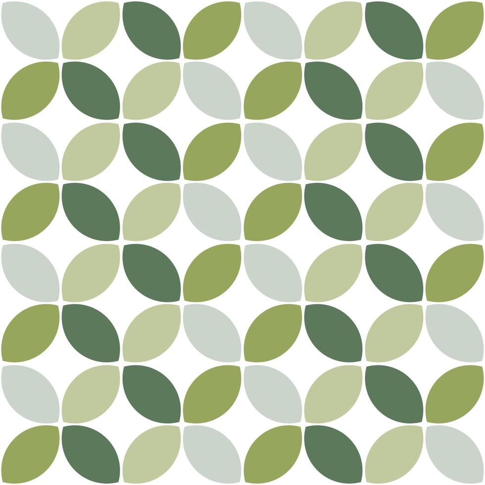 Modern minimalistic  geometric seamless pattern, rounded shapes, leaves in green color scheme on a white background vector