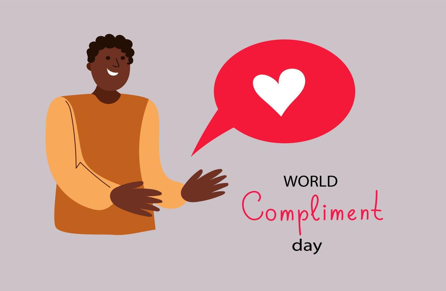 Young man holds a heart in his hands, compliment day vector