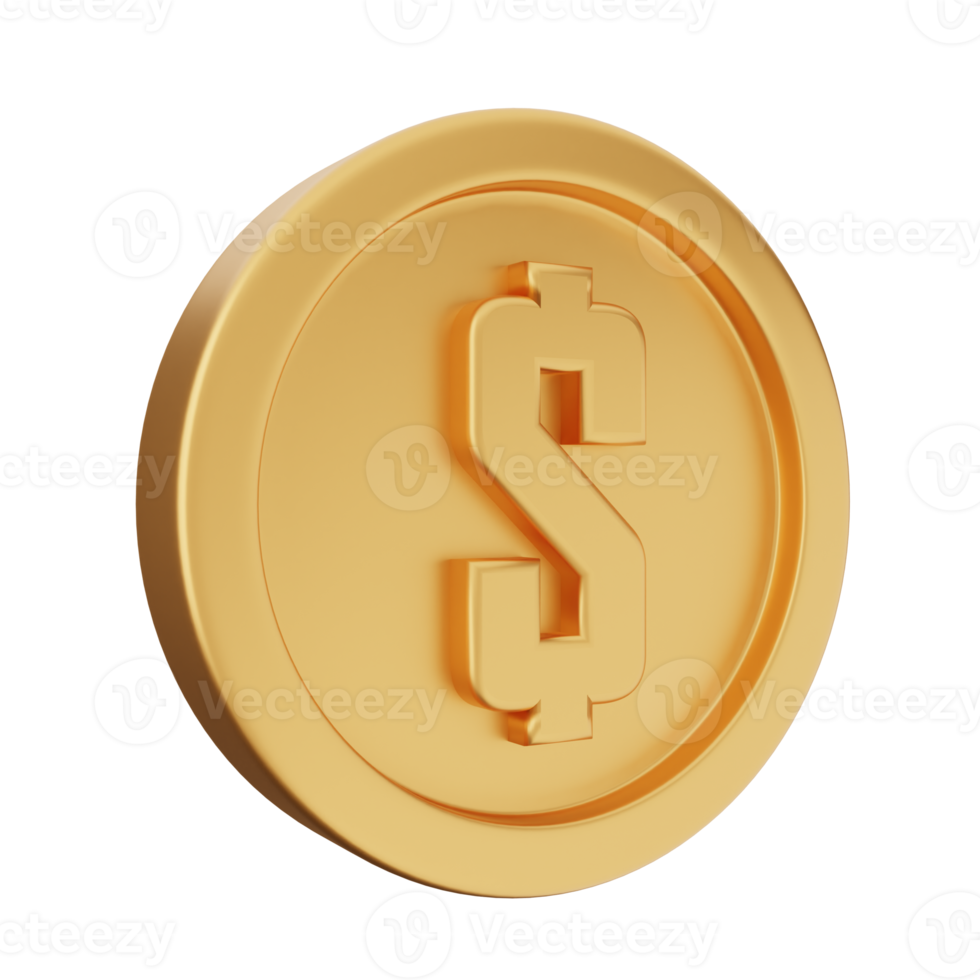 3d coin dollar gold png