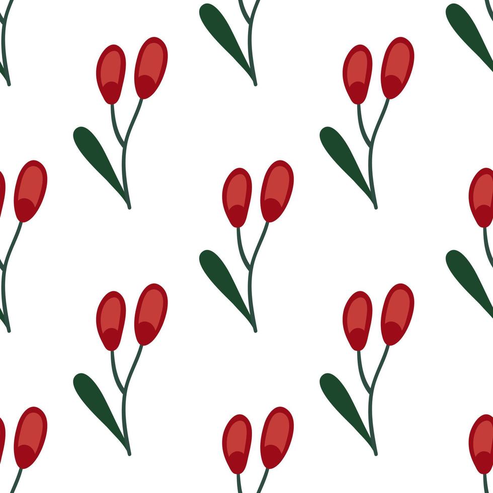 Barberry berries. Lovely seamless pattern with forest berries. vector