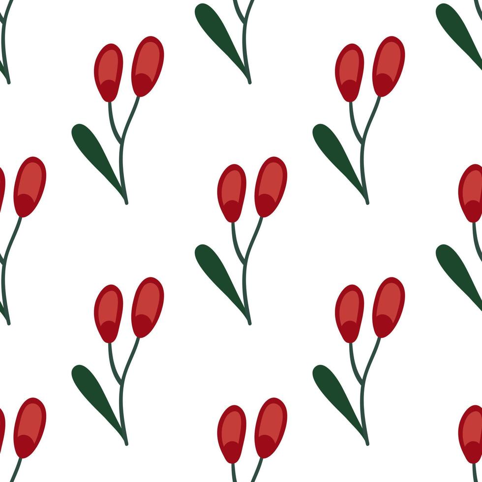 Barberry berries. Lovely seamless pattern with forest berries. vector