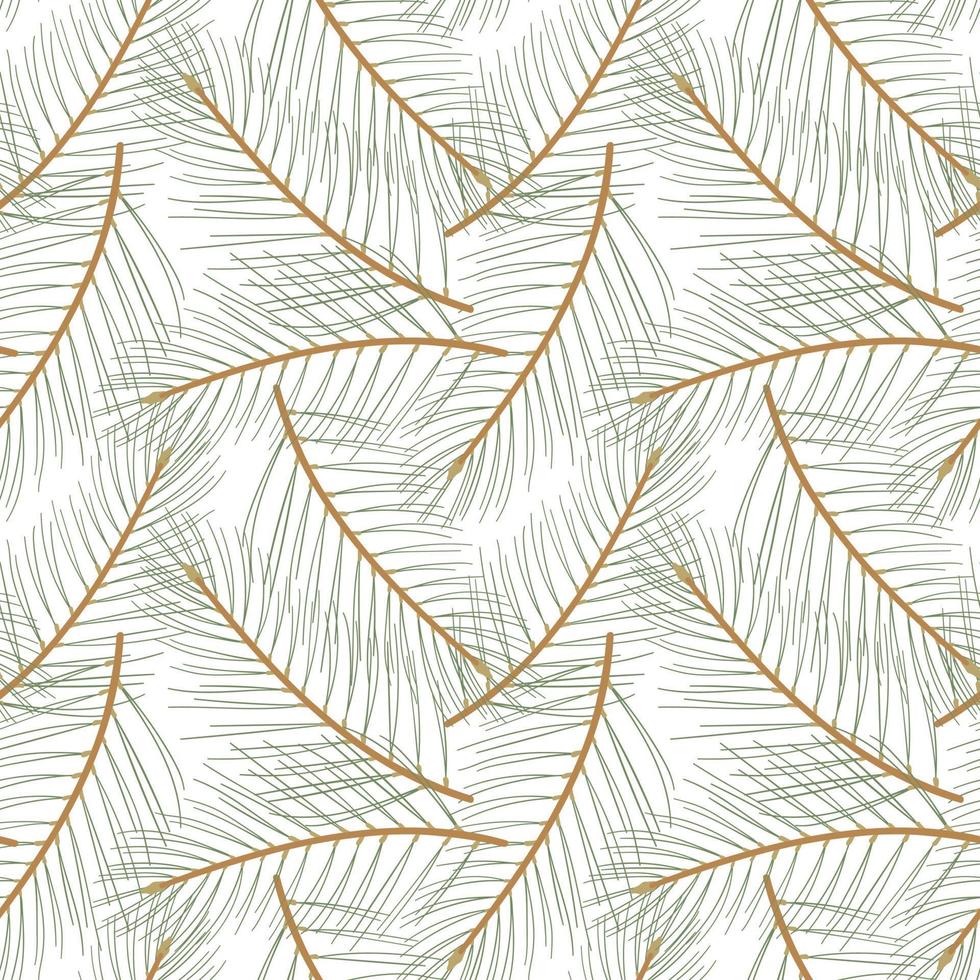 Pine branch. Evergreen twig. Christmas floral seamless pattern. Winter nature background. vector