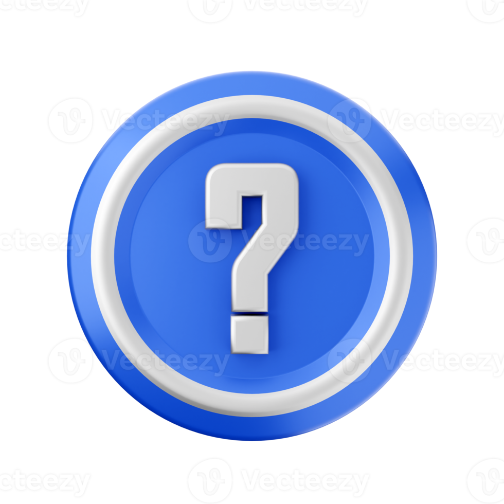 3d question mark icon render illustration png